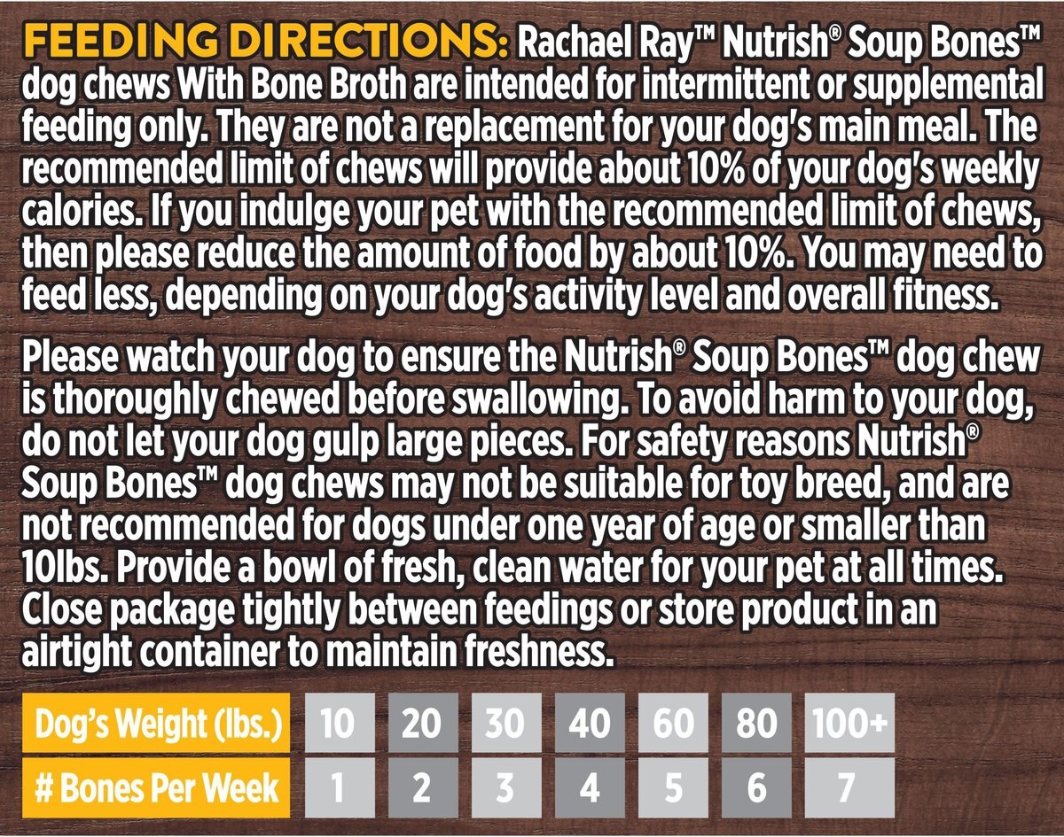 Rachael Ray Nutrish Soup Bones with Bone Broth Savory Chicken Dog Treats， 9 count