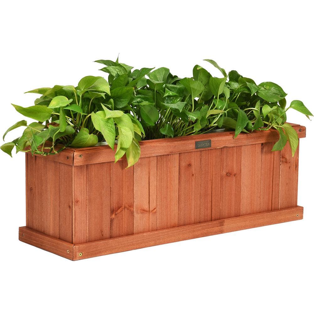 Costway 28 in. Rectangular Wood Flower Planter Box Garden Yard Decorative Window Box GT3431