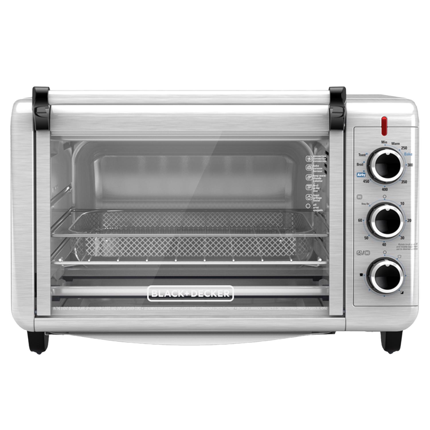 Black+Decker Crisp N Bake Stainless Steel Black/Silver 6 slot Toaster Oven w/Air Fry 11.2 in. H X 1