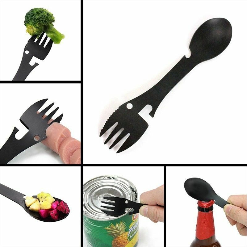 AkoaDa Trendy Outdoor Multifunctional Camping Cookware Spoon Fork Bottle Opener New US