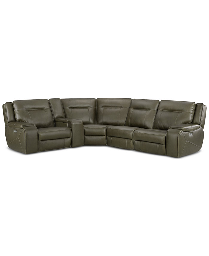 Furniture Hansley 5-Pc. Leather Sectional with 2 Power Recliners