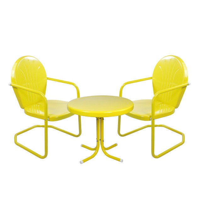 Northlight 3 piece Retro Metal Tulip Chairs And Side Table Outdoor Set Yellow