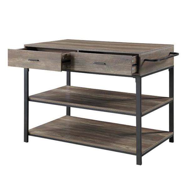 Acme Furniture Macaria Rustic Oak  Black Finish Kitchen Islands AC00403