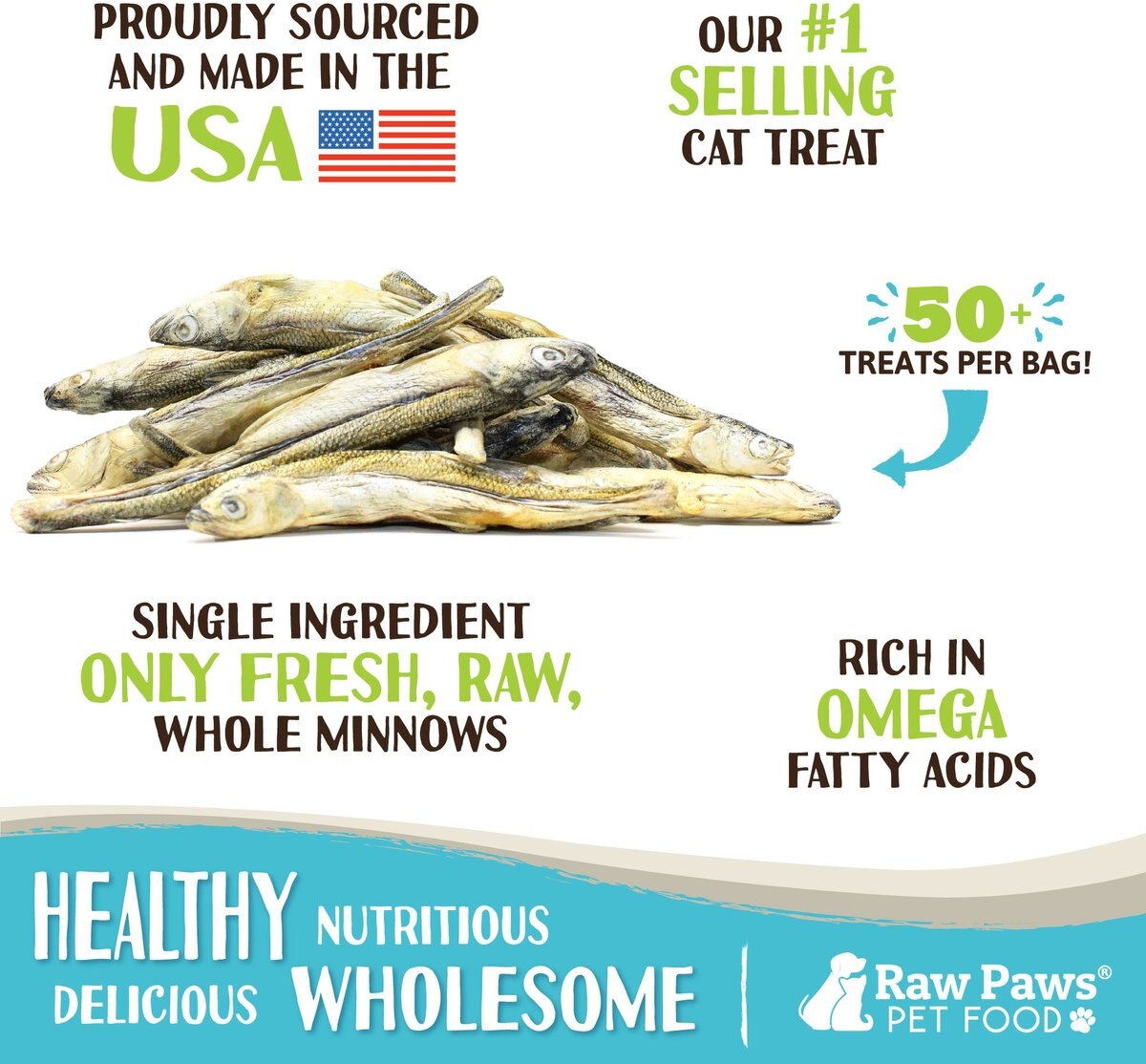 Raw Paws Freeze-Dried Smelt Minnows Dog and Cat Treats