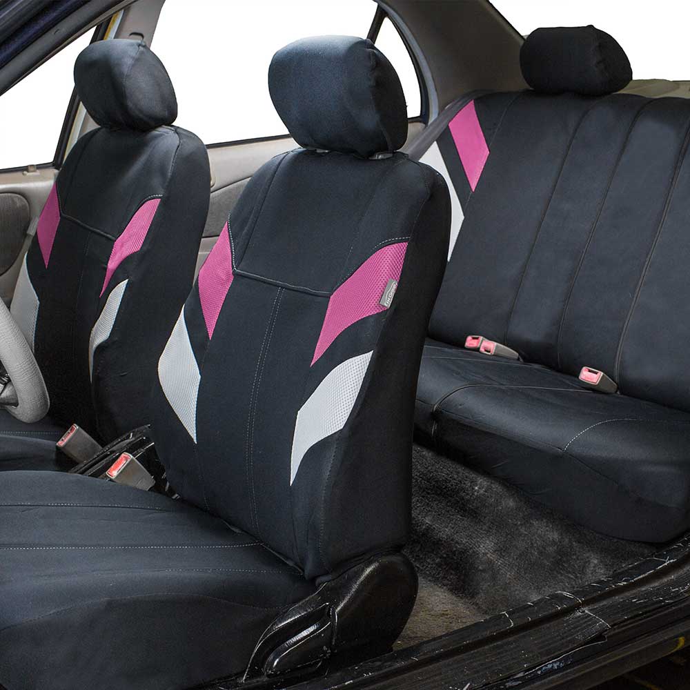 FH Group Modern Edge AFFB086PINK115 Pink Neoprene Full Set Car Seat Cover with Air Freshener