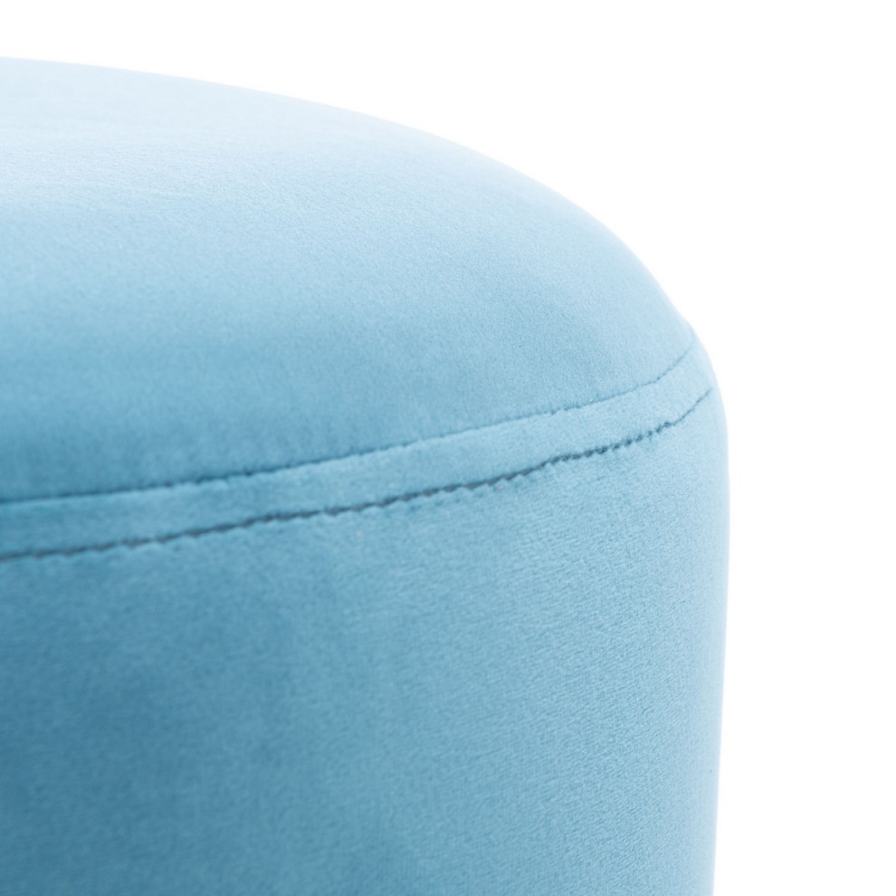 Adden Round Ottoman Denium Blue/ Gold   Contemporary   Footstools And Ottomans   by AED Luxury Home Decor  Houzz