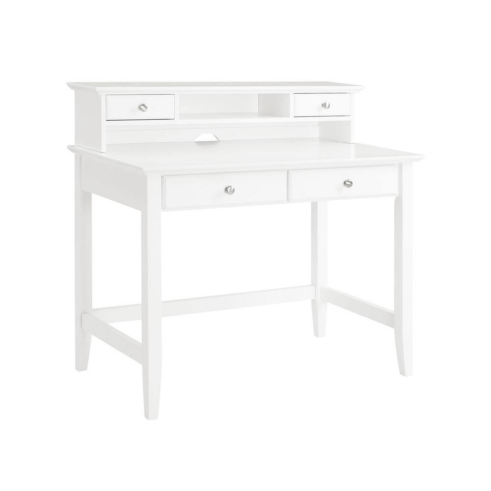 CROSLEY FURNITURE 54 in. Rectangular White 4 Drawer Computer Desk with Hutch KF65004WH