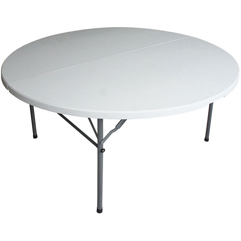 Plastic Development Group 5 Foot Fold In Half Round Folding Banquet Table， White