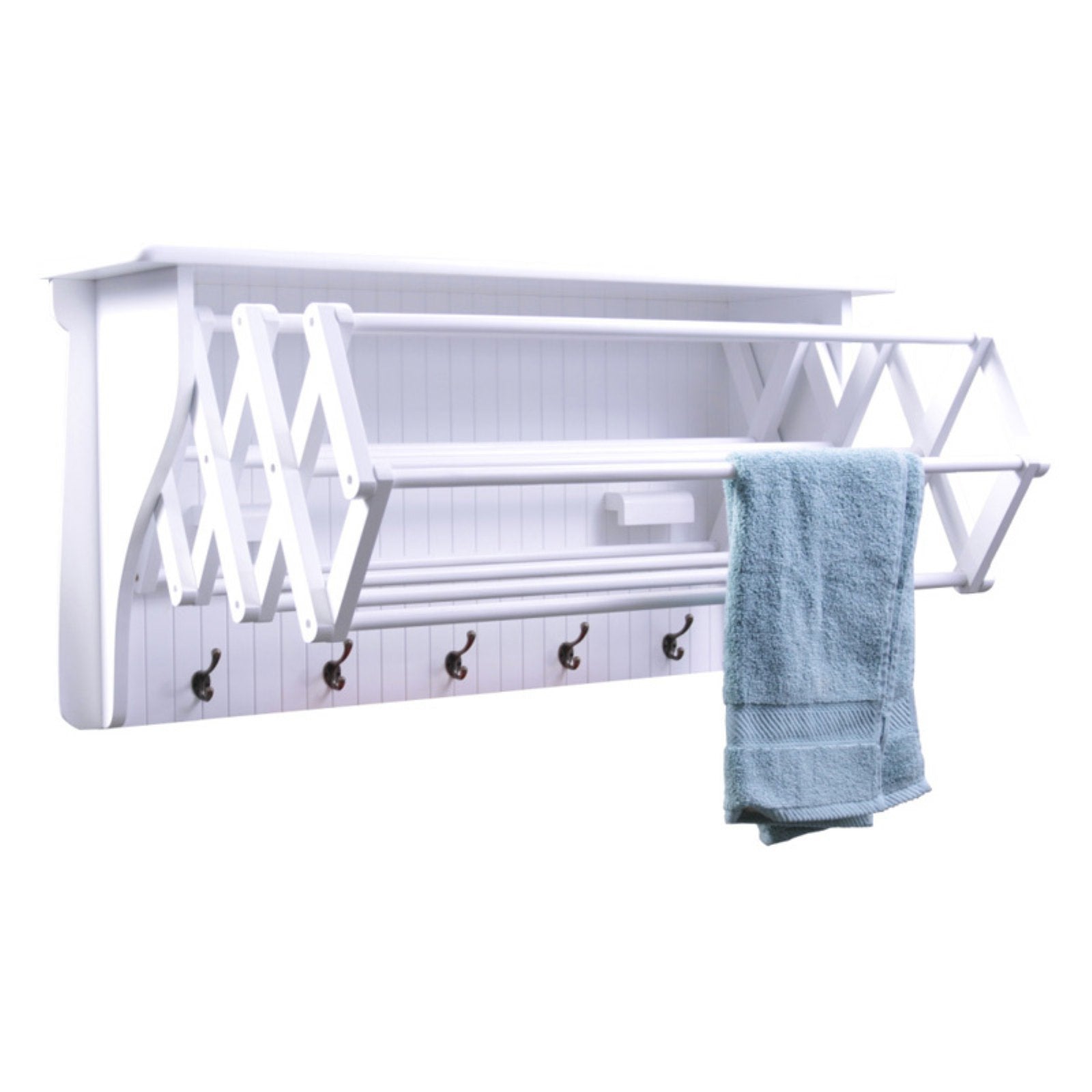 Danya B Accordion Metal and Wooden Drying Rack, White