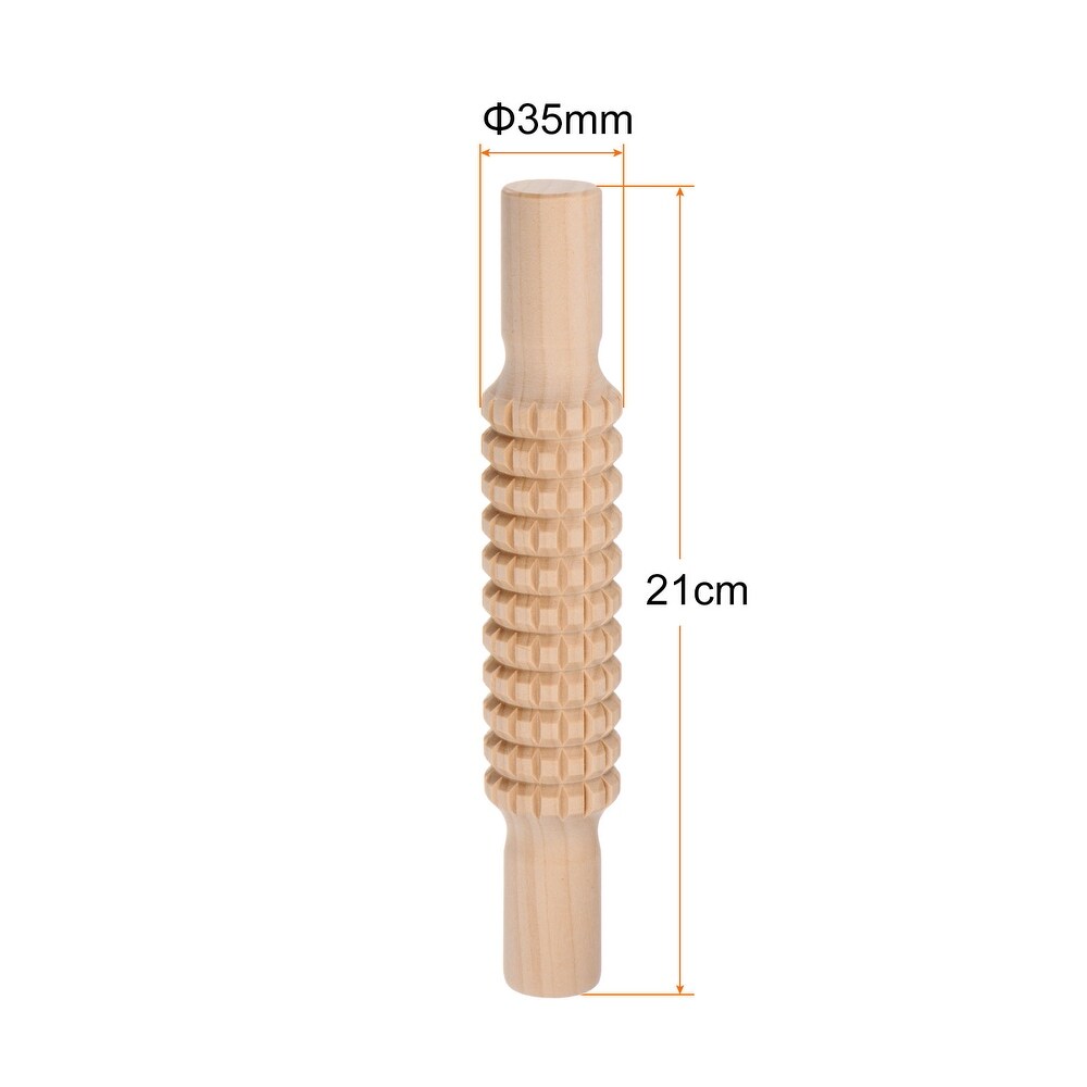 Wood Clay Roller Lattice Texture Rolling Emboss Wood 21cm x 3.5cm   Wooden