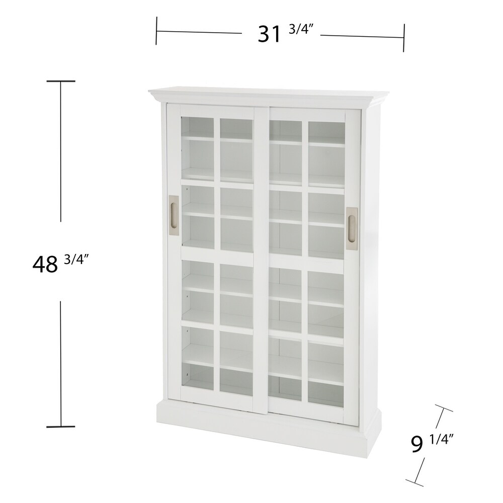 SEI Furniture White Sliding Door Media Cabinet