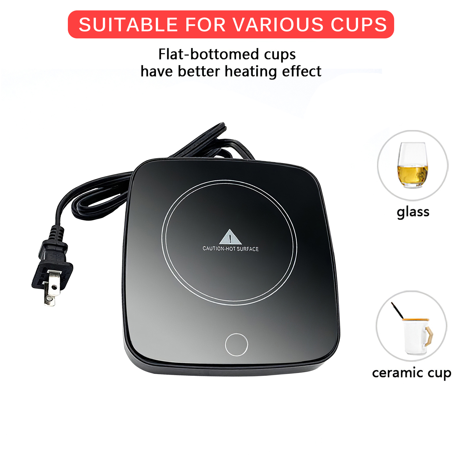 Lightweight Insulation Mug Coaster Adjustable Cup Heating Plate Electric Cup Heater Universal Cup Heating Mat for Office Living Room Cups