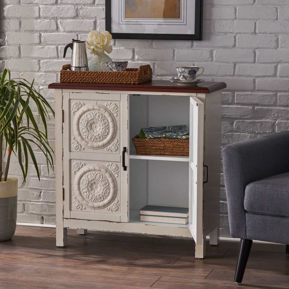 GDF Studio Aliana Shabby Painted Accent Cabinet   French Country   Accent Chests And Cabinets   by GDFStudio  Houzz