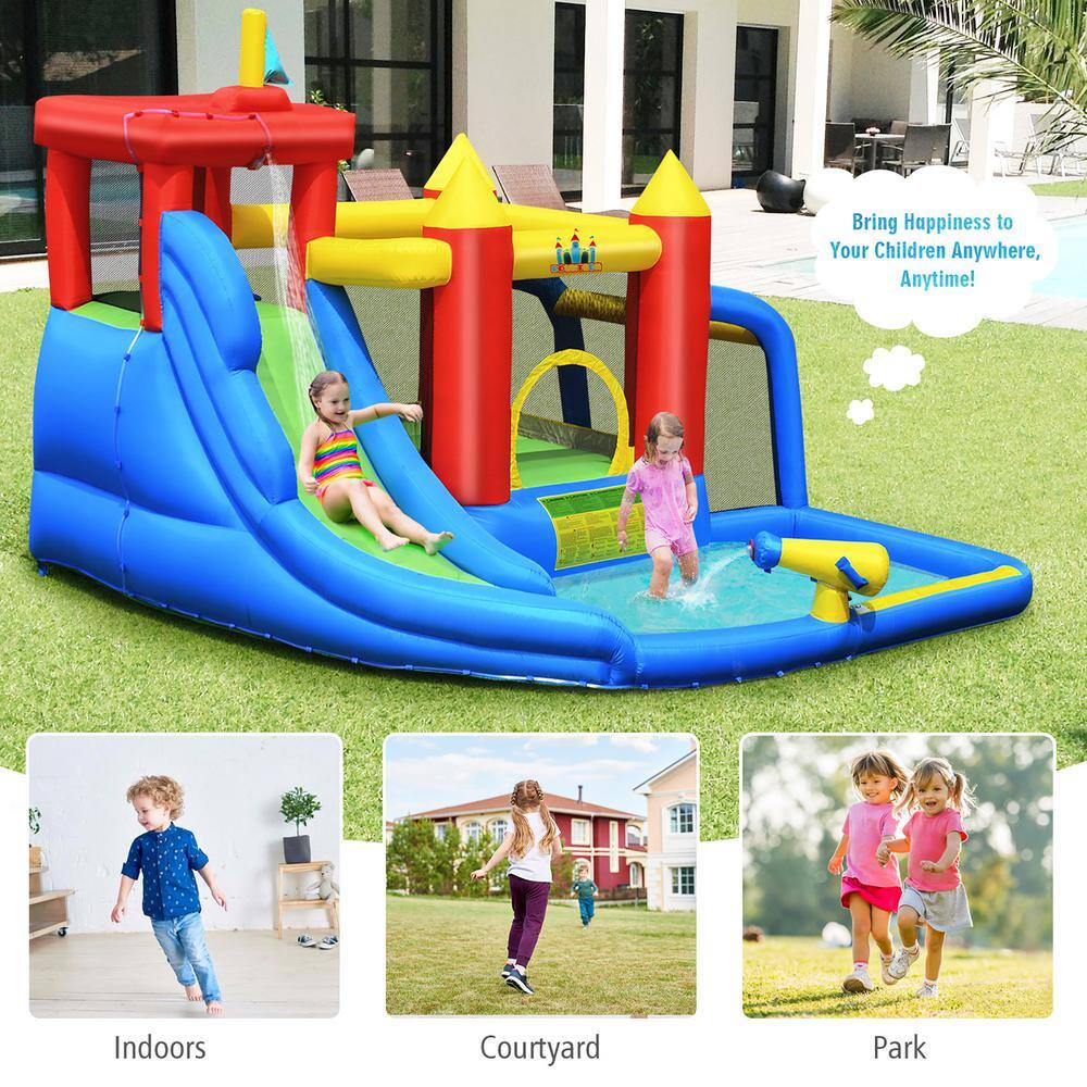 Costway Inflatable Bouncer Water Climb Slide Bounce House Splash Pool with Blower OP70639