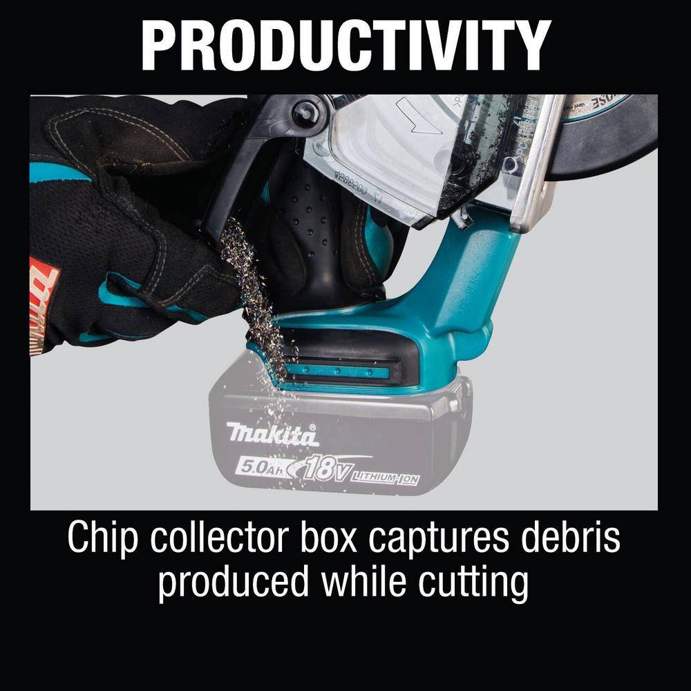 Makita 18V LXT Lithium-Ion Cordless 5-38 in. Metal Cutting Saw with Electric Brake and Chip Collector Tool-Only XSC03Z