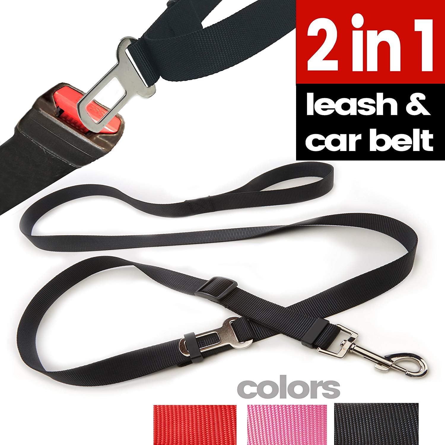 Two In One Dog Leash with Seatbelt Restraint