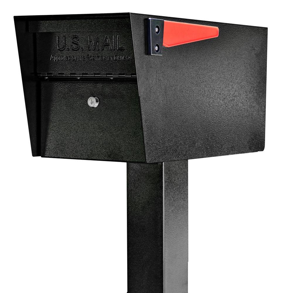 Mail Boss Mail Manager Locking Post-Mount Mailbox with High Security Reinforced Patented Locking System Black 7506BB