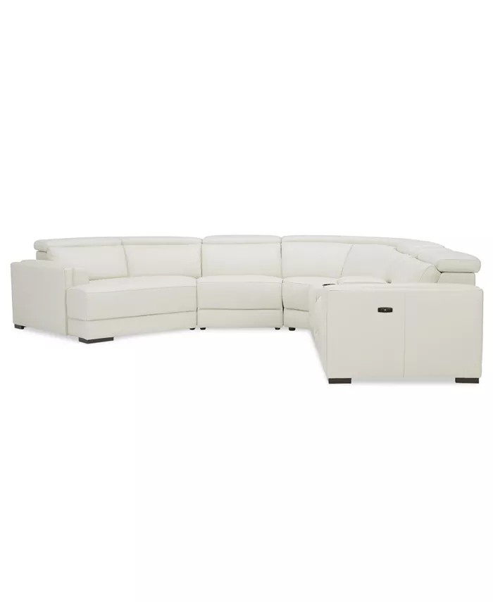 Furniture Jenneth 6-Pc. Leather Sofa with 2 Power Motion Recliners and Cuddler