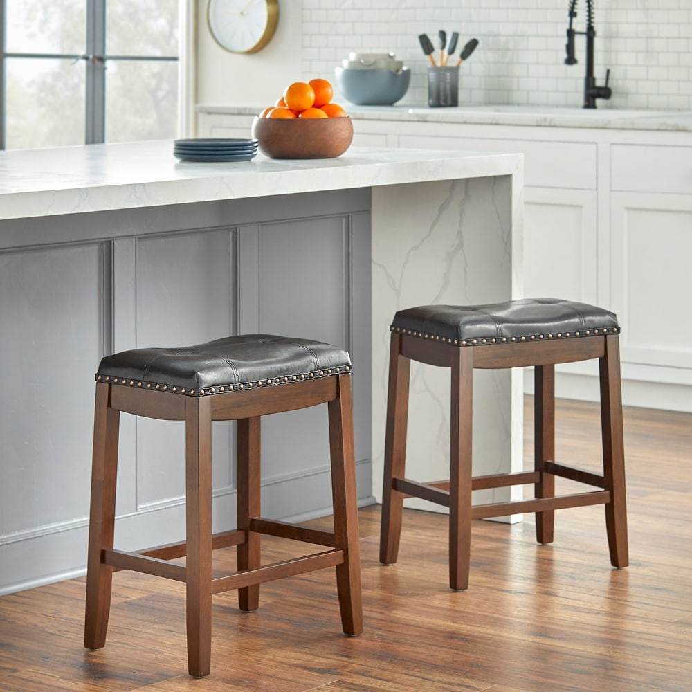 Simple Living Lonnie 24 inch Padded Counter Height Saddle Stools (Set of 2)