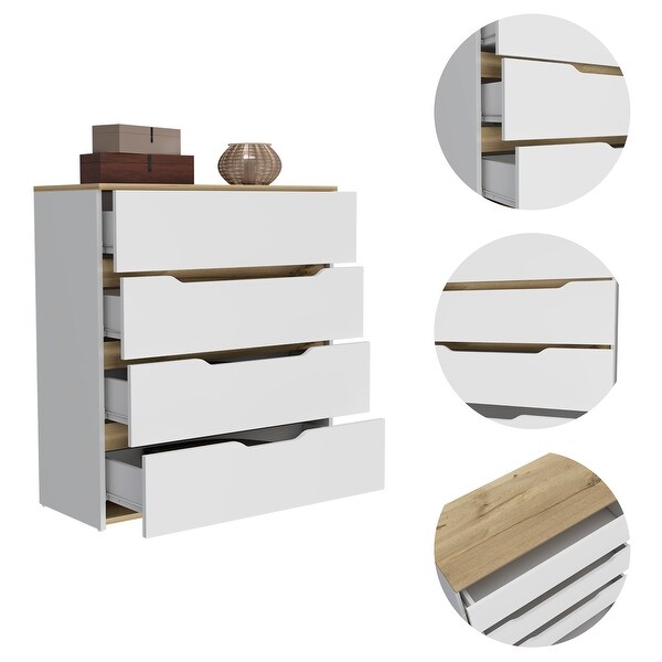 Contemporary Style 4-Drawers Dresser Chests for Bedroom， Superior Top， Modern Storage Dressers Organizer for Living Room - - 37828349