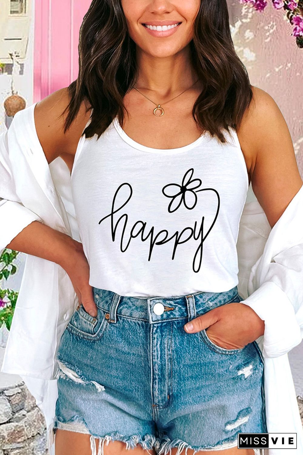 Happy Flower Sleeveless Tank Top