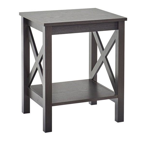 The Gray Barn Xanadu Hill X-frame Two-tier End Table with Shelf