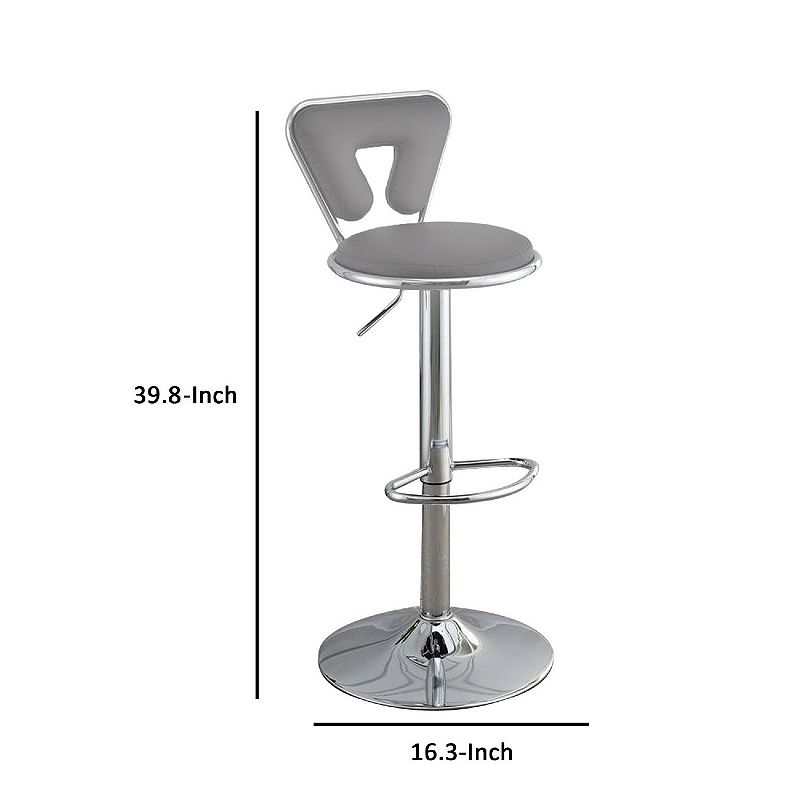 Adjustable Barstool with Round Seat and Stalk Support， Set of 2， Gray