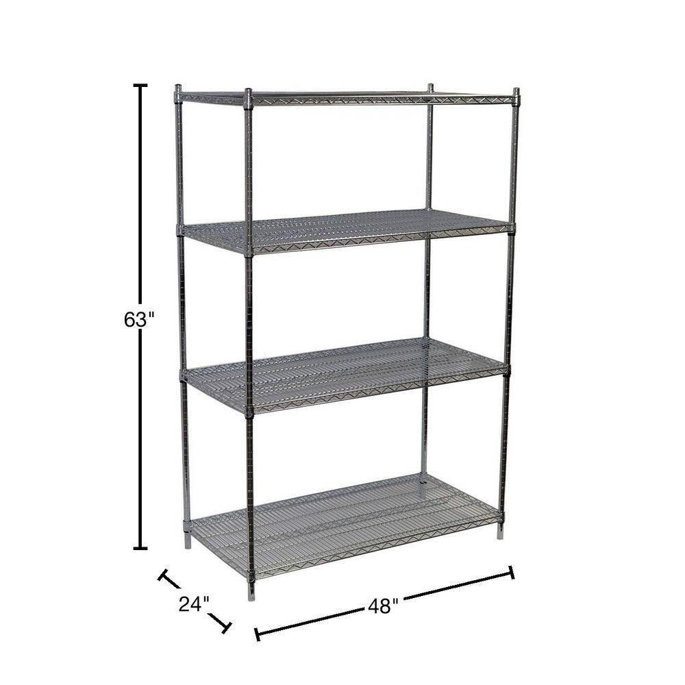 Storage Concepts Chrome 4-Tier Steel Wire Shelving Unit (48 in. W x 63 in. H x 24 in. D) WCS4-2448-63