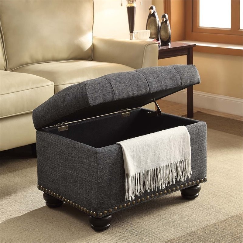 Pemberly Row Storage Ottoman in Ribbon   Traditional   Footstools And Ottomans   by Homesquare  Houzz