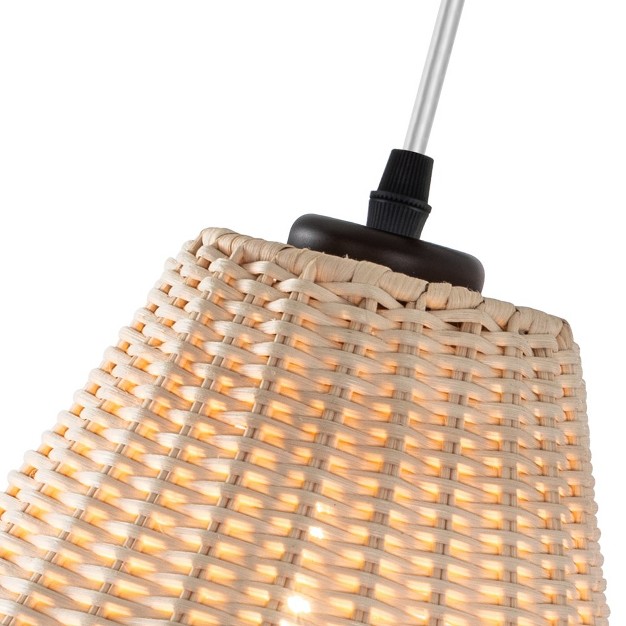 C Cattleya 1 light Plug in Pendant Light With Woven Rattan Shade