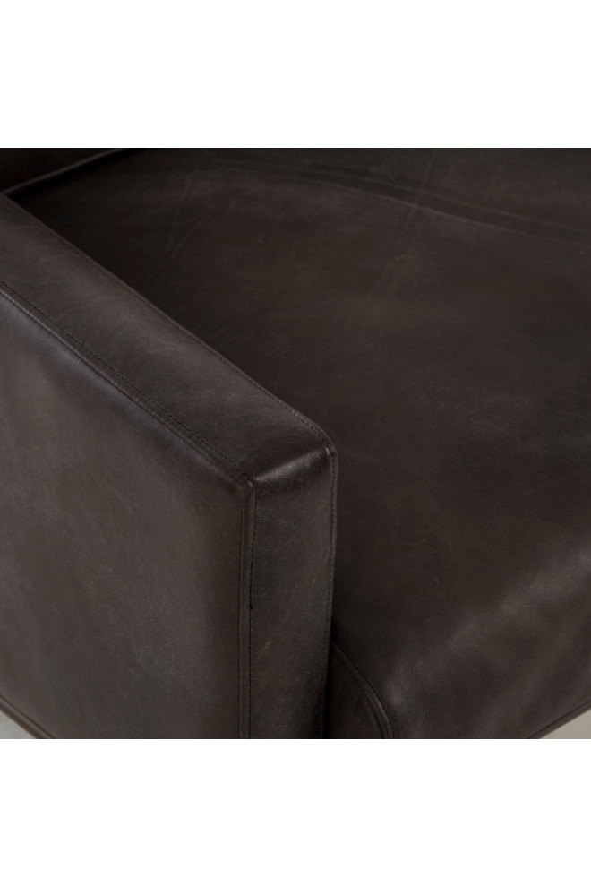 Destroyed Black Leather Upholstery Chair  Andrew Martin Vanessa   Industrial   Armchairs And Accent Chairs   by Oroa   Distinctive Furniture  Houzz