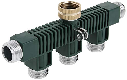 Orbit 5-Port Metal Outdoor Garden Hose Faucet Manifold Splitter and Valves， 62019N