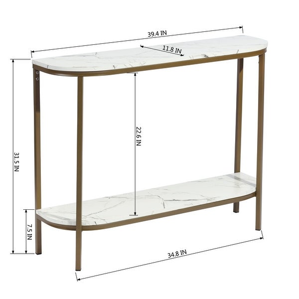 Homy Casa 39.4 in. Half Moon Metal Frame Console Table