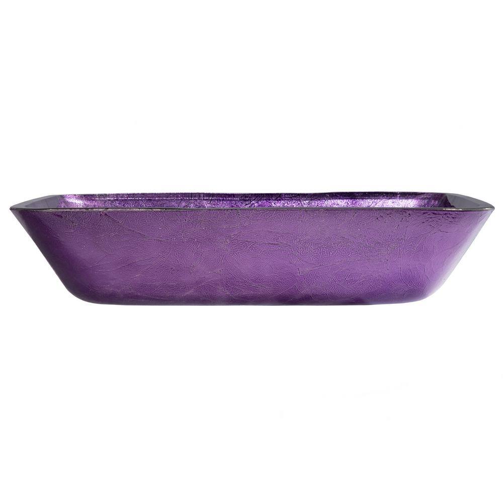 Eden Bath Purple Foil Glass Rectangular Vessel Sink EB_GS78