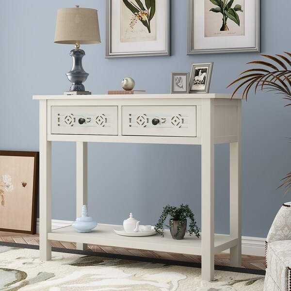 Merax Classic Console Table with 2-Drawers and Shelf