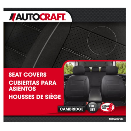 Autocraft Car and SUV Seat Cover， Black Faux Leather， Luxury， Universal， Full Set Low Back， Neat Perforated