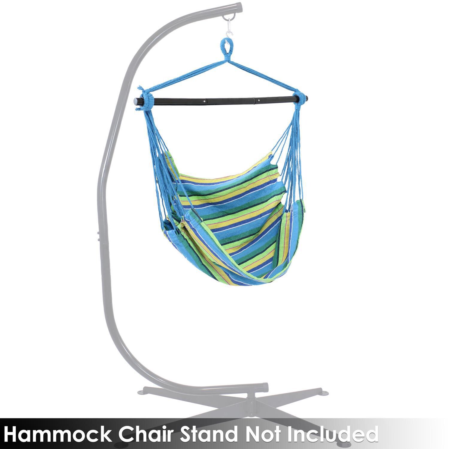 Ultimate Patio Hanging Hammock Chair Swing w/ Collapsible Bar