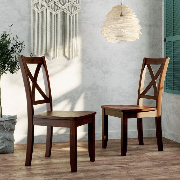 2-Piece X-Back Wood Breakfast Nook Dining Chairs for Small Places