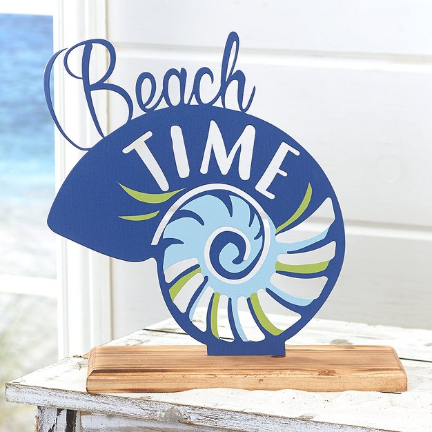 The Lakeside Collection Beach Time Seashell look Tabletop Sign Indoor Summer Accent 4 Pieces