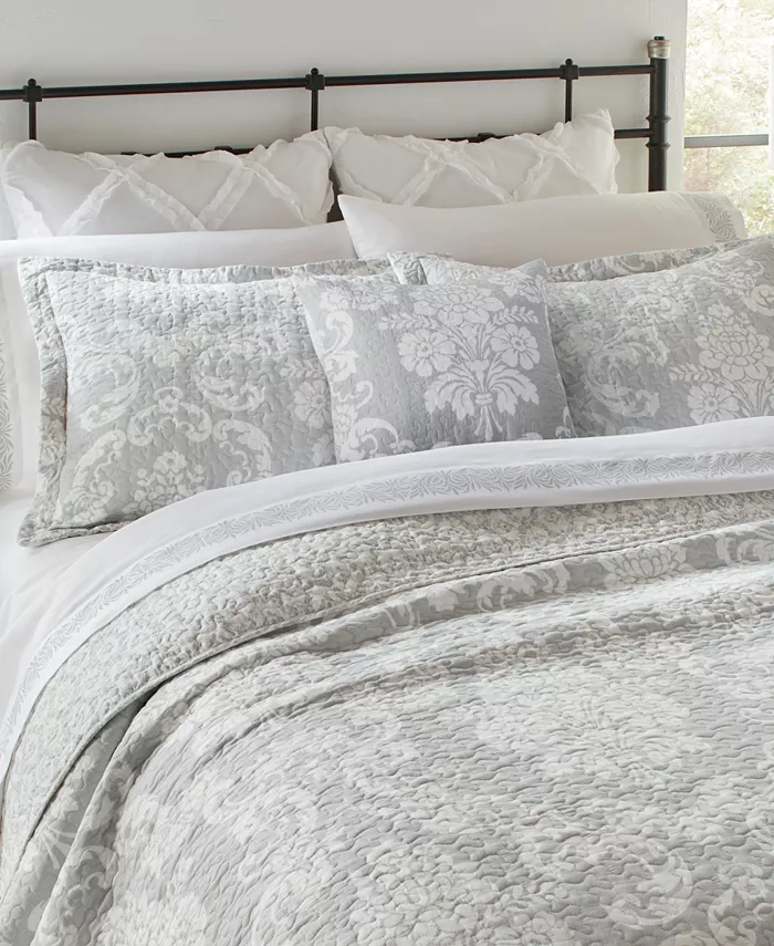 Laura Ashley Venetia Cotton Reversible 4-Piece Quilt Set， Full Queen