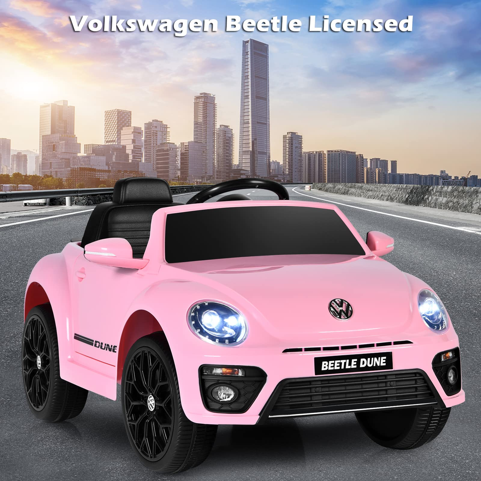 Costzon Ride on Car, 12V Licensed Volkswagen Beetle Battery Powered Vehicle w/ Remote Control