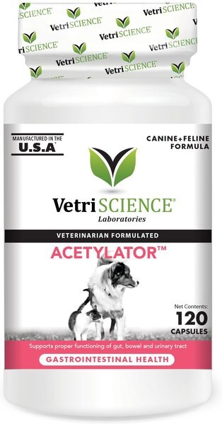 VetriScience Acetylator Capsules Digestive Supplement for Cats and Dogs