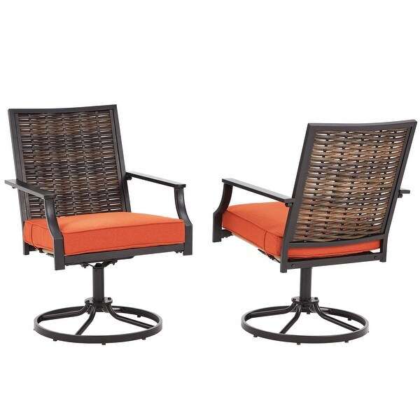 EROMMY Swivel Patio Dining Chairs Set of 2，Outdoor Wicker Aluminum Swivel Chair，Swivel Rocker with AllWeather Aluminum Frame