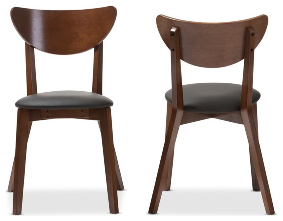 Baxton Studio Sumner 5 Piece Dining Set in Walnut and Black   Midcentury   Dining Chairs   by Homesquare  Houzz