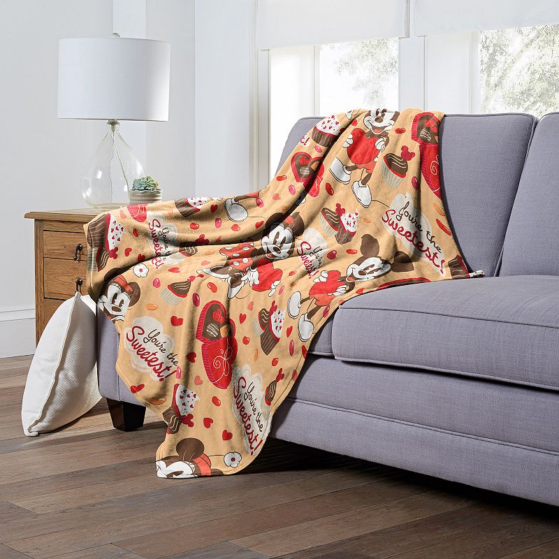 Disney's Mickey Mouse and Minnie Mouse You're the Sweetest Silky Touch Throw Blanket