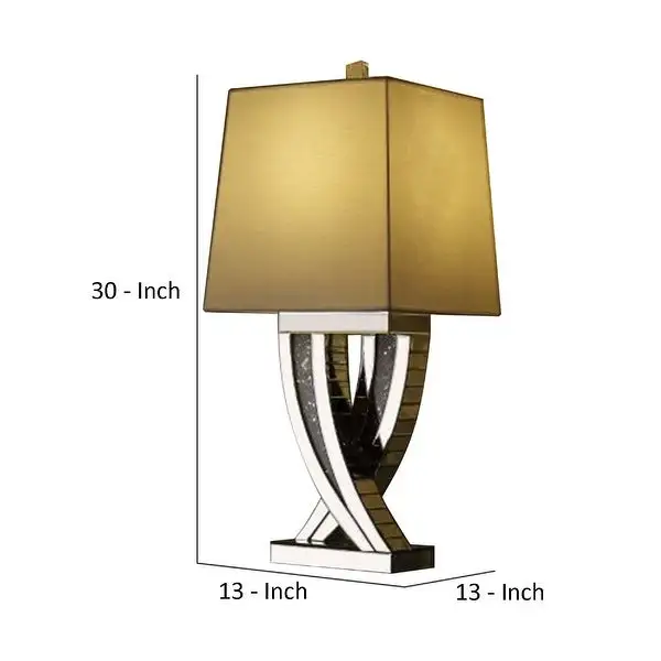 Table Lamp with Abstract Intersected Mirrored Base， Silver