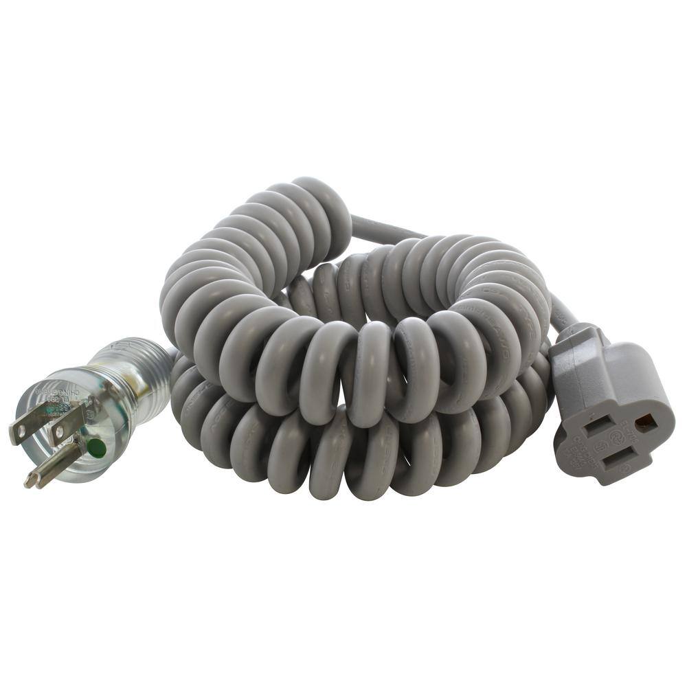 AC WORKS Up to 6.5 ft. 10 Amp 183 Coiled Medical Grade Extension Cord MDC515PR