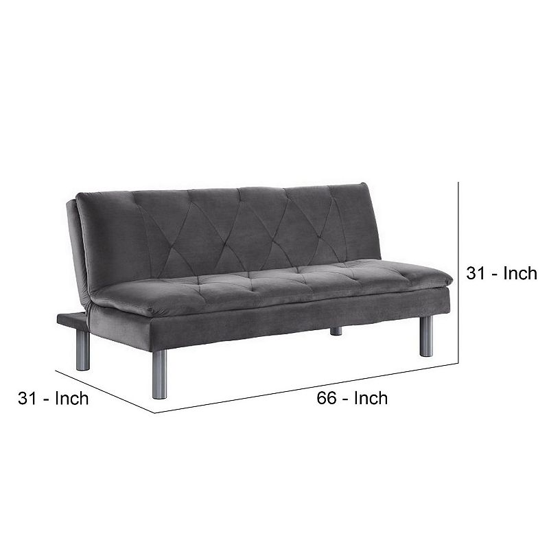 Adjustable Sofa with Diamond Tufting and Metal Legs， Gray