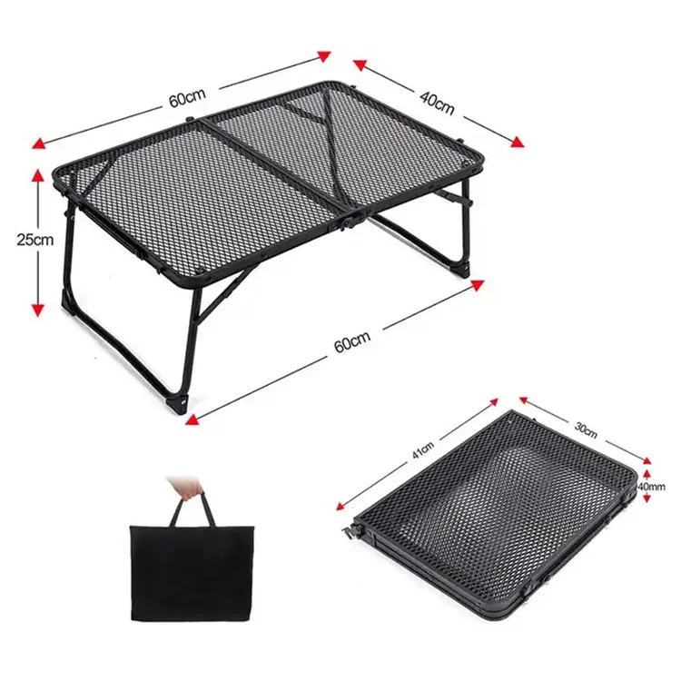 Lightweight Metal Net Camping Table Foldable Portable Barbecue Picnic Briefcase Type Hand Carry Outdoor Tables