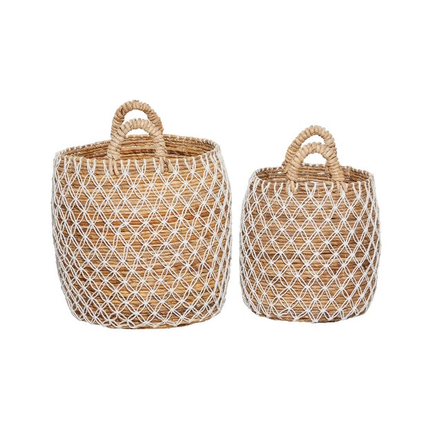 2pk Banana Leaf Storage Baskets Brown white Olivia amp May